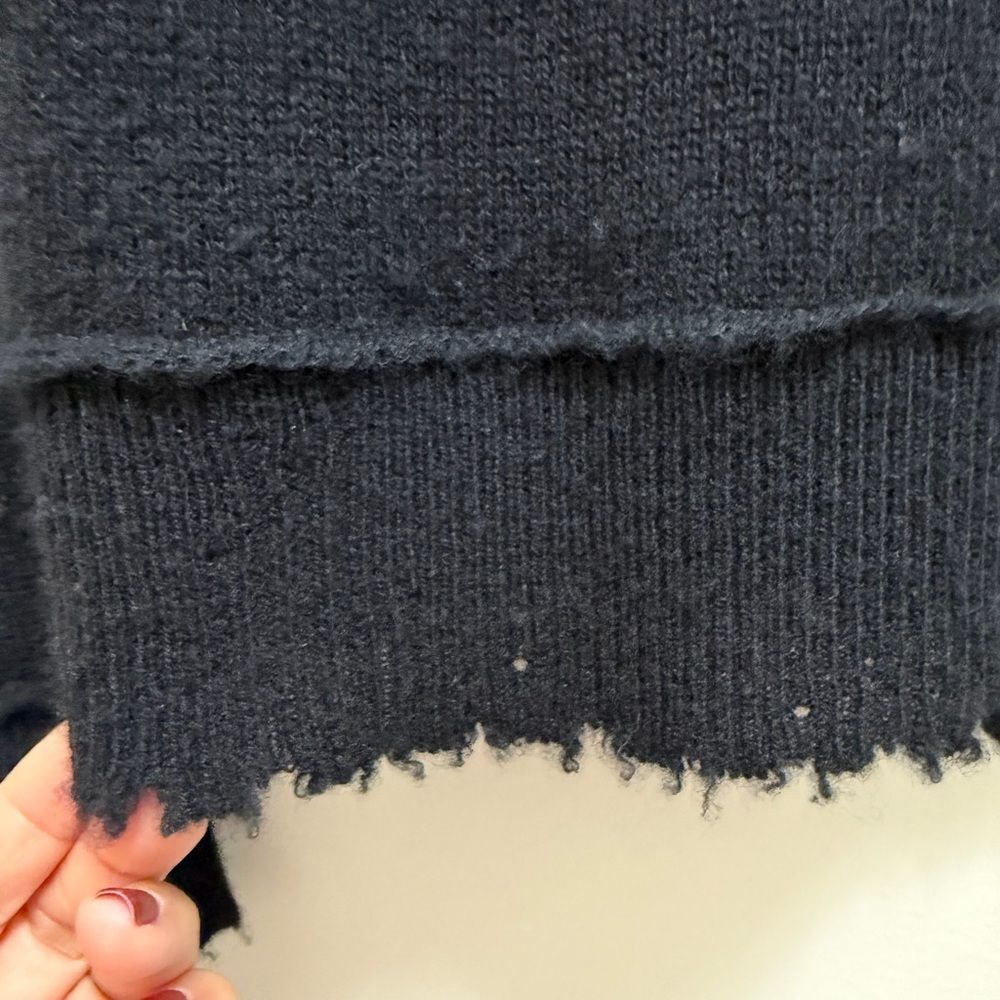 R13 Cashmere Sweater Long Sleeve Mock Neck Distressed Hem Black Size S - Picture 8 of 11